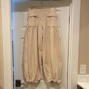 Free People Cream Drawstring Pants